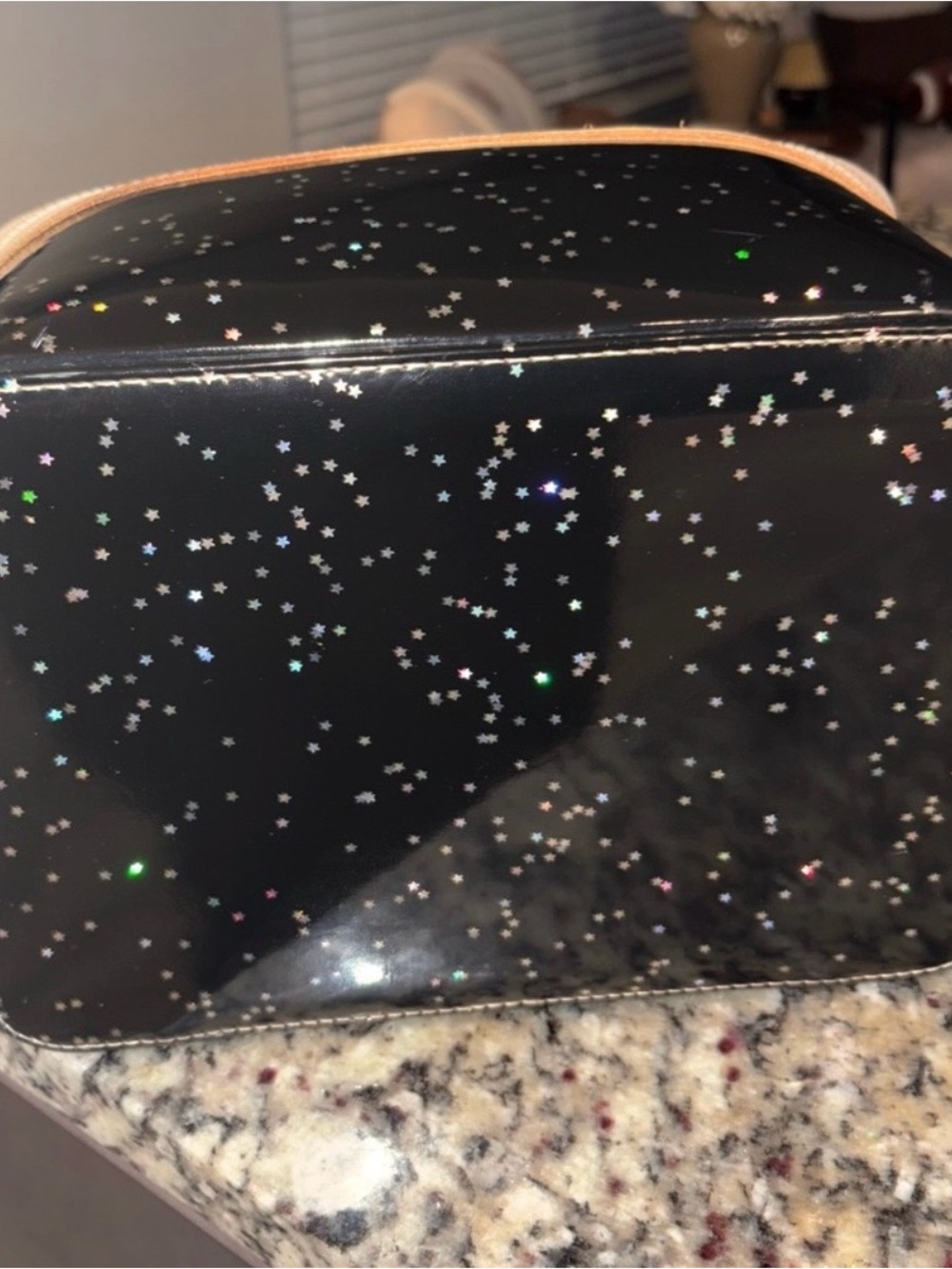 Consuela Glitter Two-Tone Cosmetic Case in Lilac and Black - Picture 4 of 10